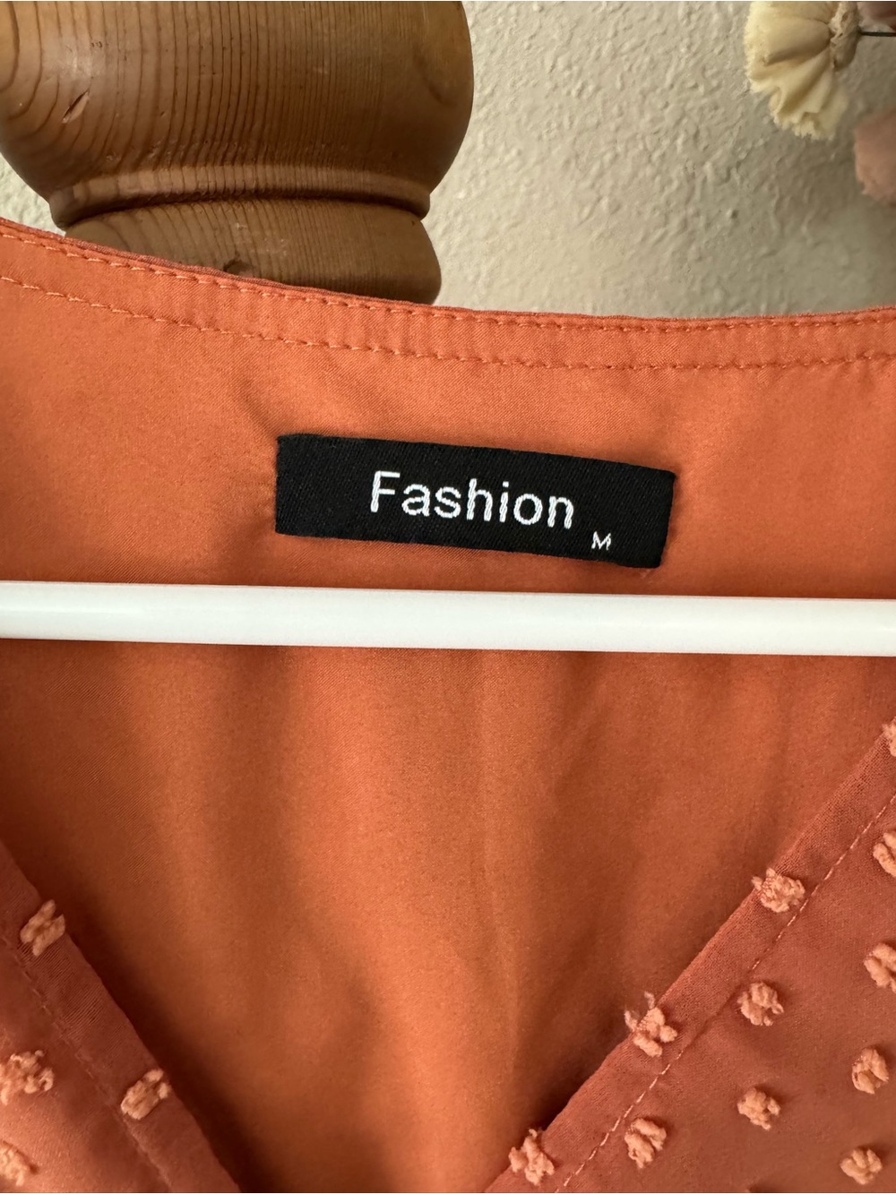 Chunky Swiss Dot Rust Maxi Wrap Dress with Tie Waist - Picture 4 of 5